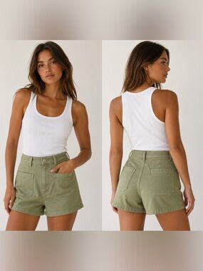J. Crew Olive Utility High-Rise Shorts